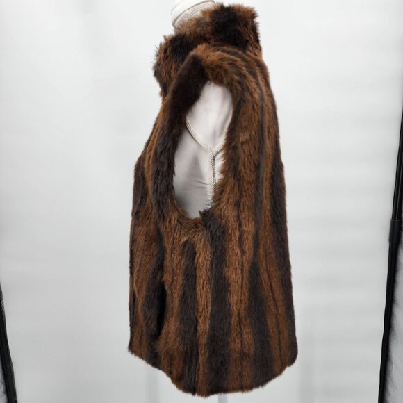 COACO New York Faux Mink Reversible Brown & Black Winter Vest M - Picture 4 of 11